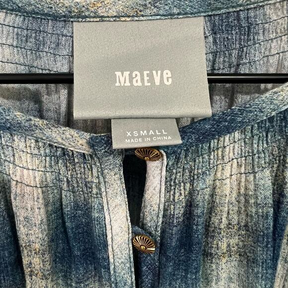 Anthropologie Maeve Cavalon Plaid Peplum Tunic Top Blue Size XSmall - Picture 4 of 9